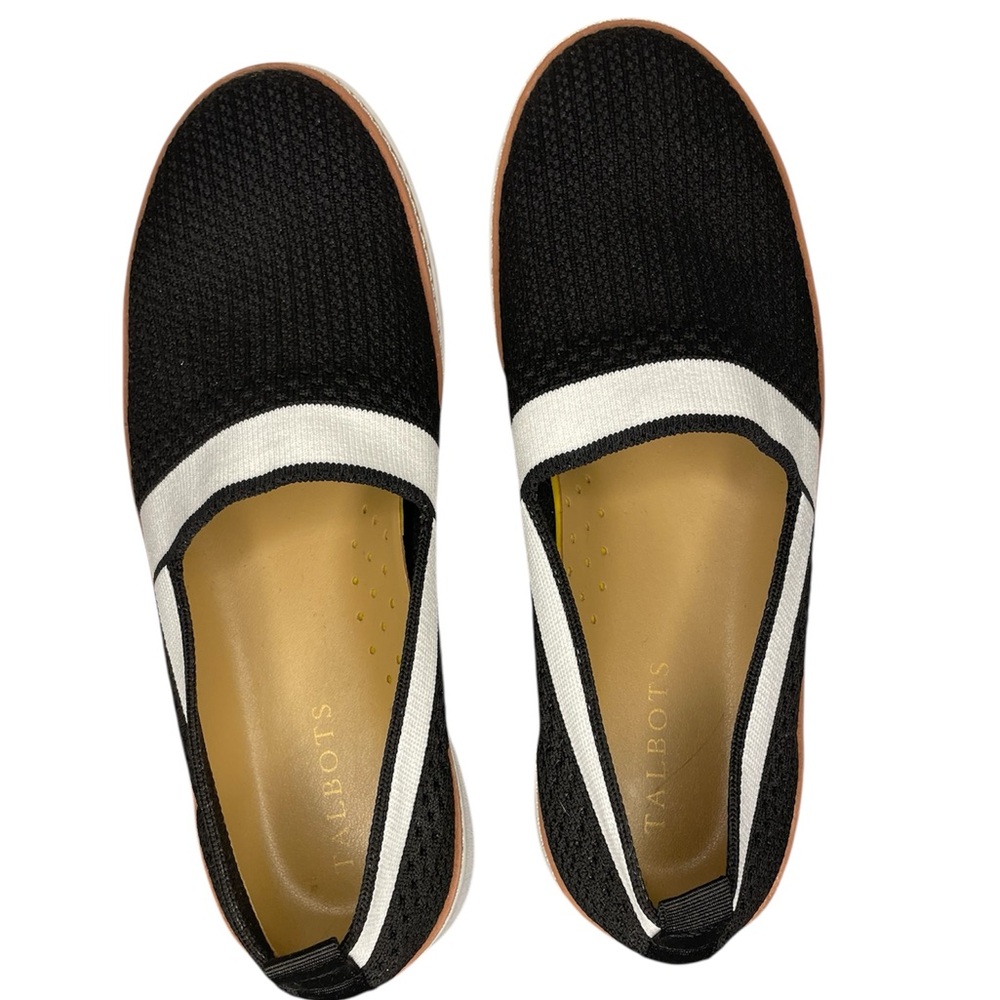 NWOT Talbots Brittany Black and White Women's knit Slip-On Shoes-Size 6M